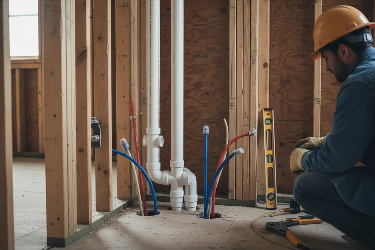 Drain and supply rough-in during Drain Cleaning in Saddle River
